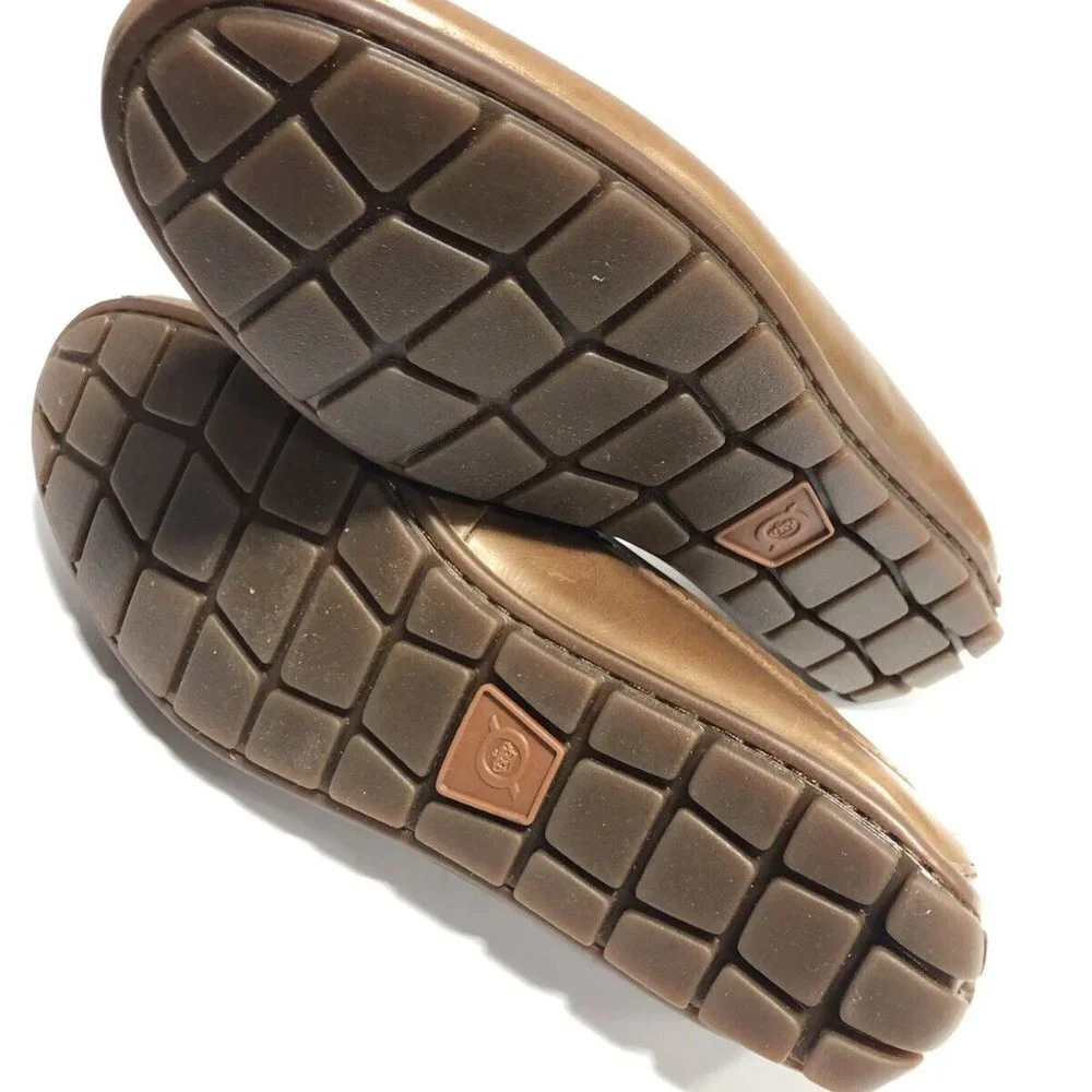 Born Men’s Allan, Brown Leather Slip-On Shoes, Size 9.5M
